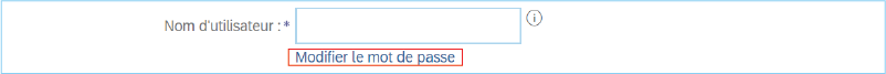Capture d'écran du lien Modifier le mot de passe mis en évidence. 