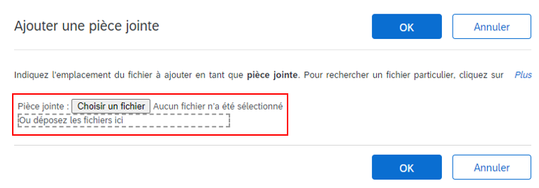 Une saisie d’écran de la fenêtre contextuelle « Ajouter une pièce jointe » montrant un encadré autour du lien de navigation. 