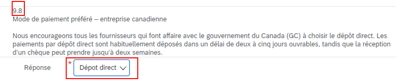 Une saisie d’écran de la question 9 du questionnaire montrant avec le chiffre 9.8 et le menu déroulant de la réponse mis en évidence. 