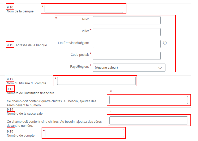 Une saisie d’écran de la question 9 du questionnaire avec les chiffres 9.10, 9.11, 9.12, 9.13, 9.14 et 9.15 mis en évidence.