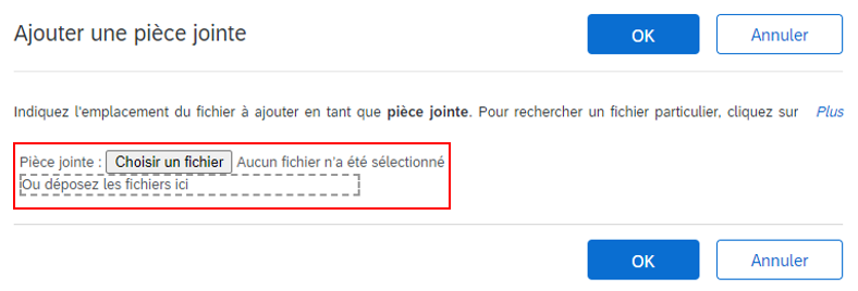 Une saisie d’écran de la fenêtre contextuelle « Ajouter une pièce jointe » montrant un encadré autour du lien de navigation. 